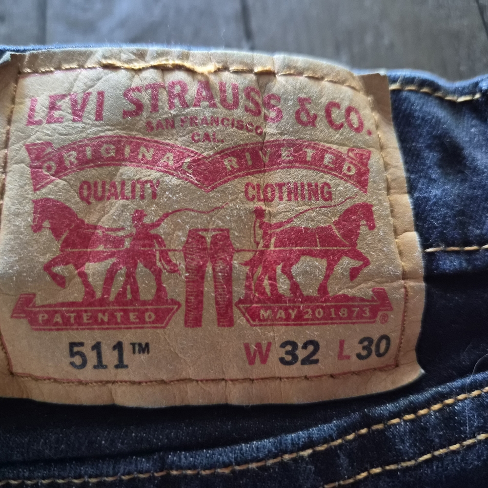 Levi's 511 Slim Straight Jeans - Dark Blue with Tan Leather Patch